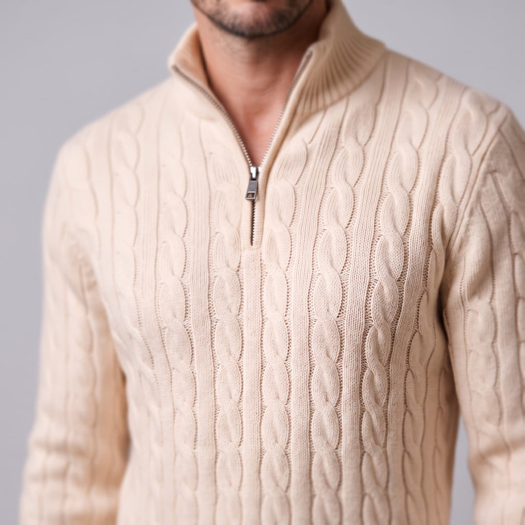 Edison Cable Knit Half Zip Sweater