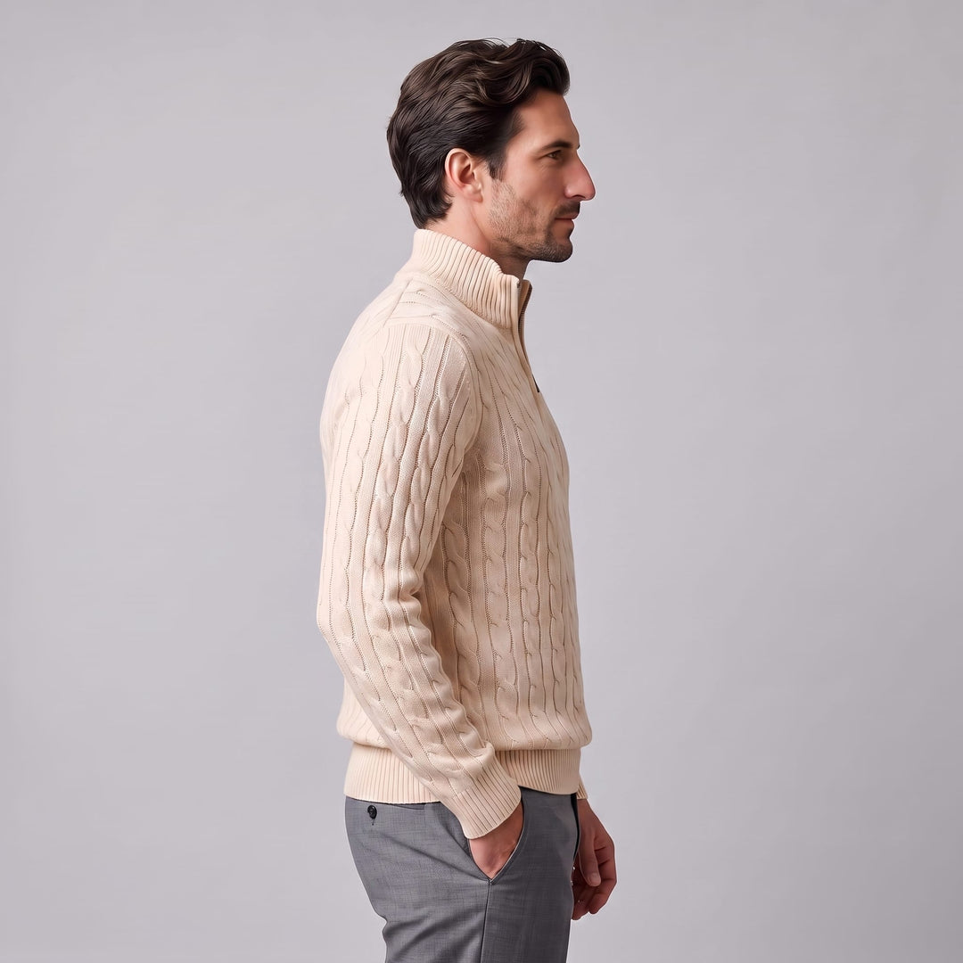 Edison Cable Knit Half Zip Sweater