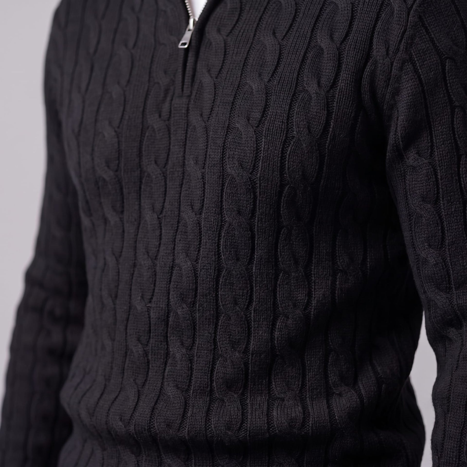 Edison Cable Knit Half Zip Sweater