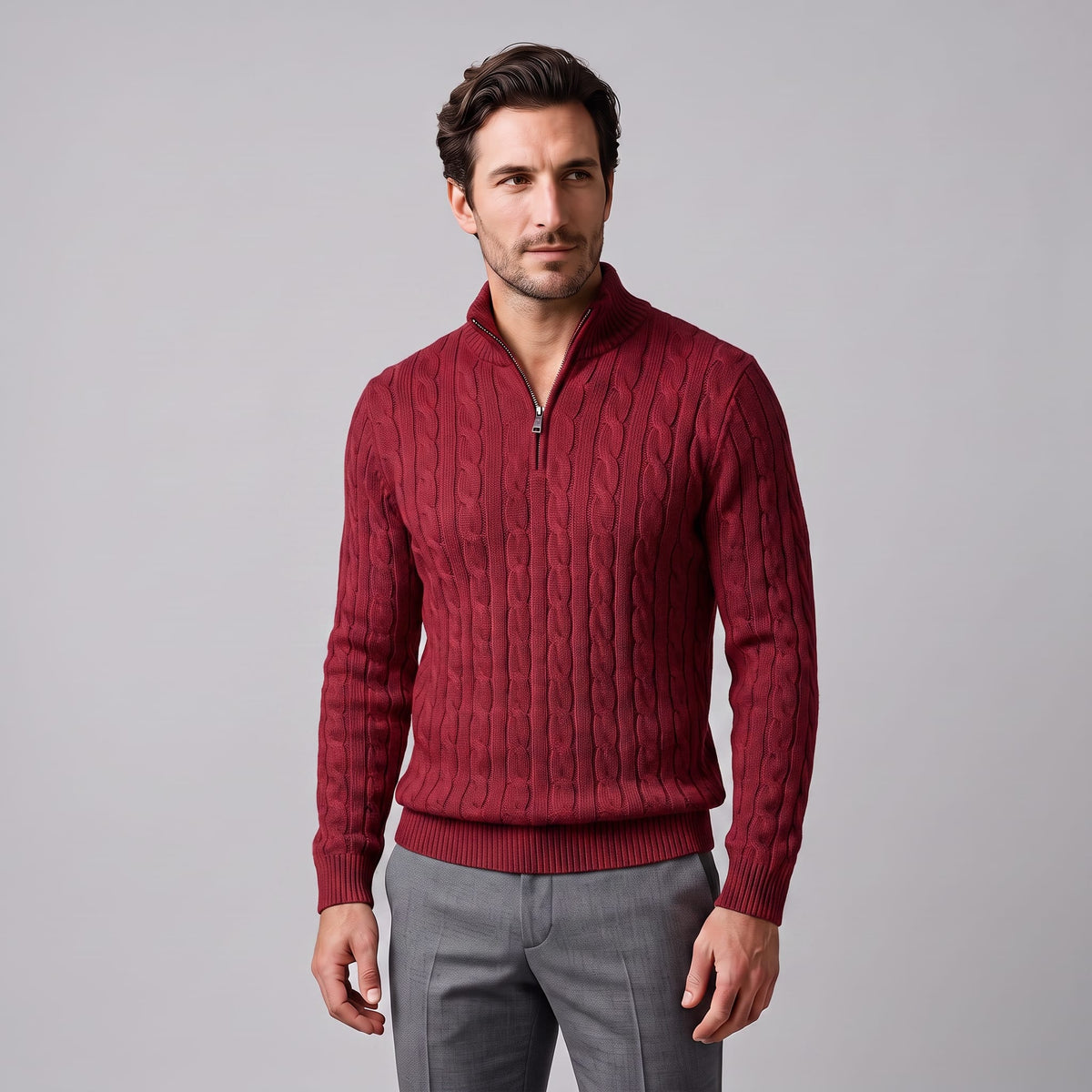 Edison Cable Knit Half Zip Sweater_36