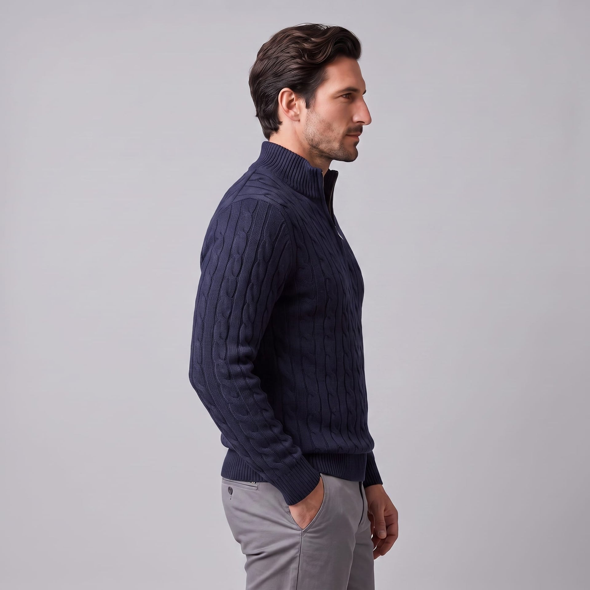 Edison Cable Knit Half Zip Sweater