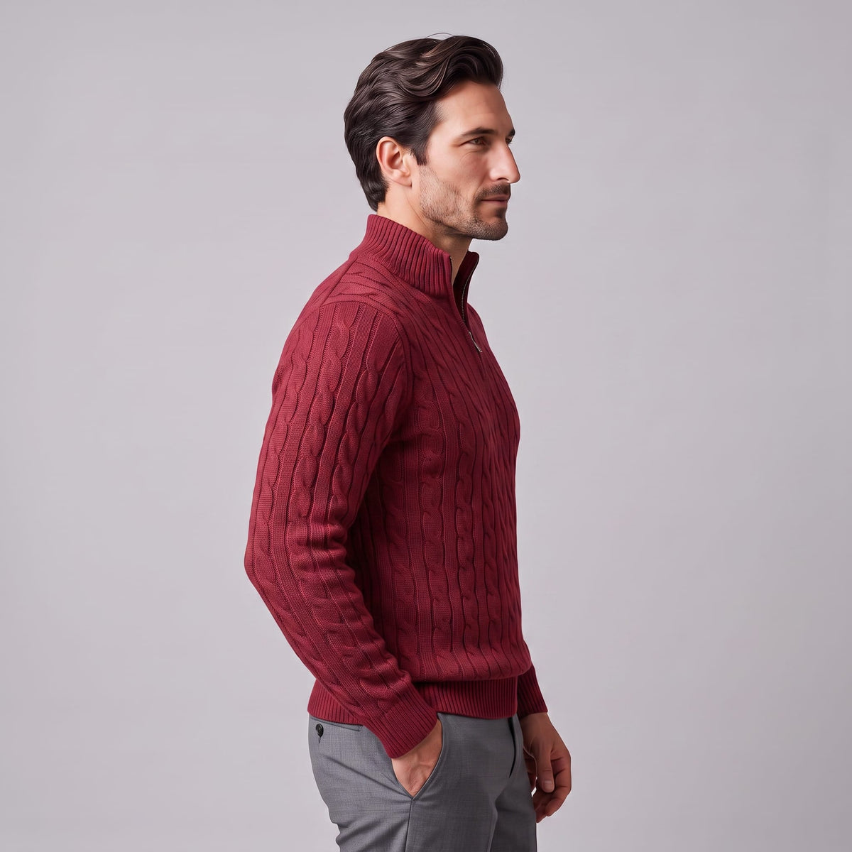 Edison Cable Knit Half Zip Sweater