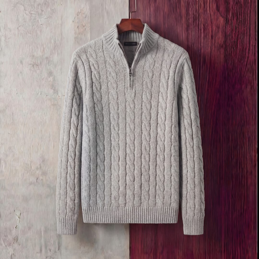 Parker Cable Knit Quarter Zip Sweater