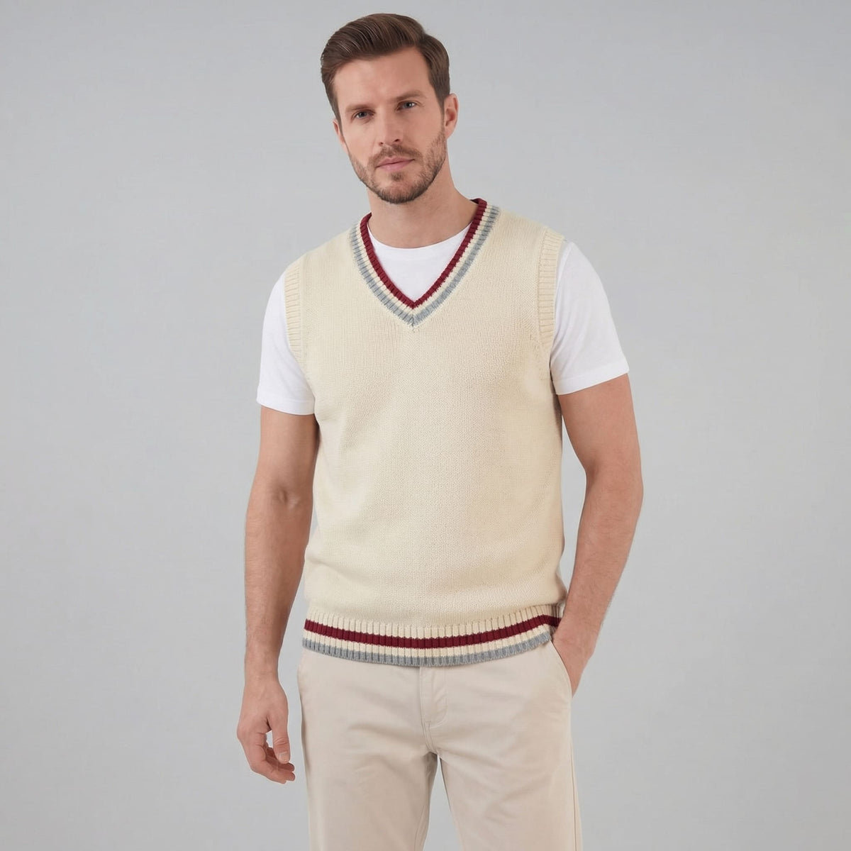 Landon Cable Knit V-Neck Sweater Vest