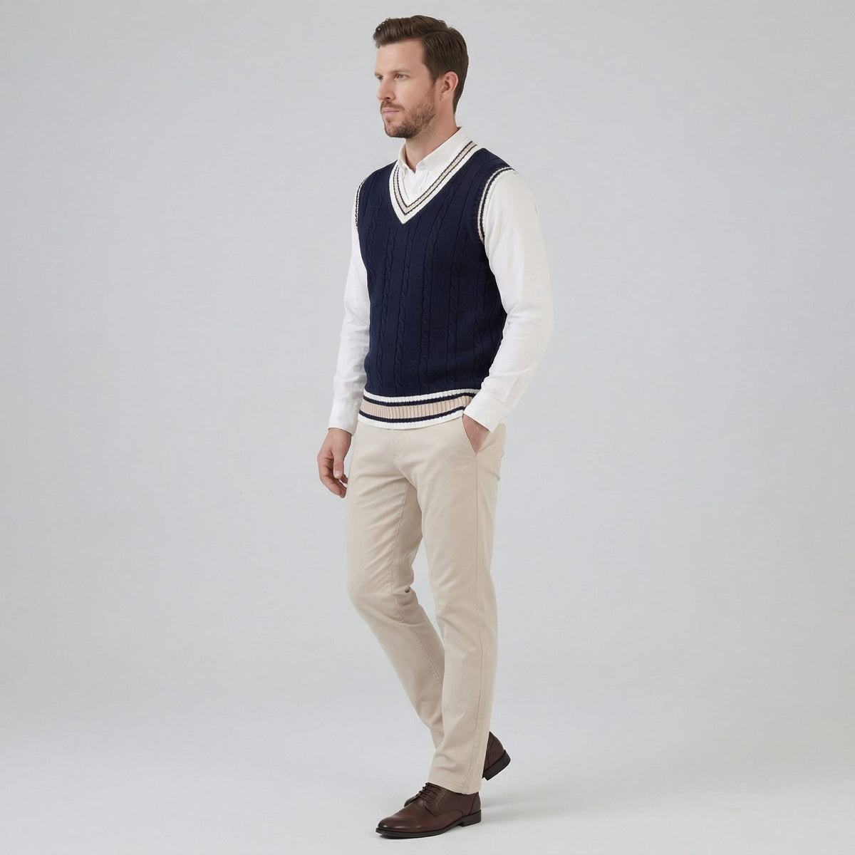 Landon Cable Knit V-Neck Sweater Vest_2