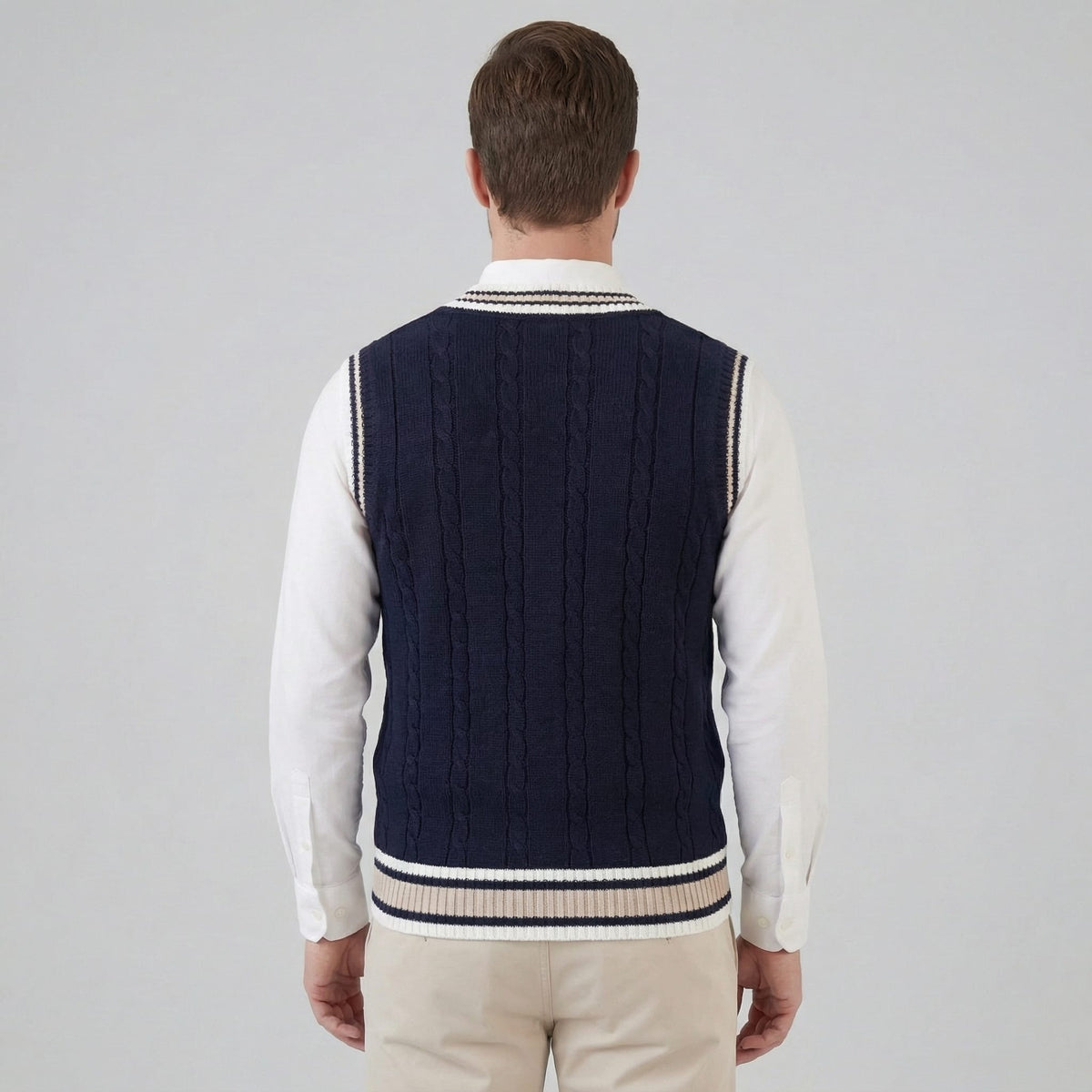 Landon Cable Knit V-Neck Sweater Vest_3