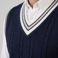 Landon Cable Knit V-Neck Sweater Vest