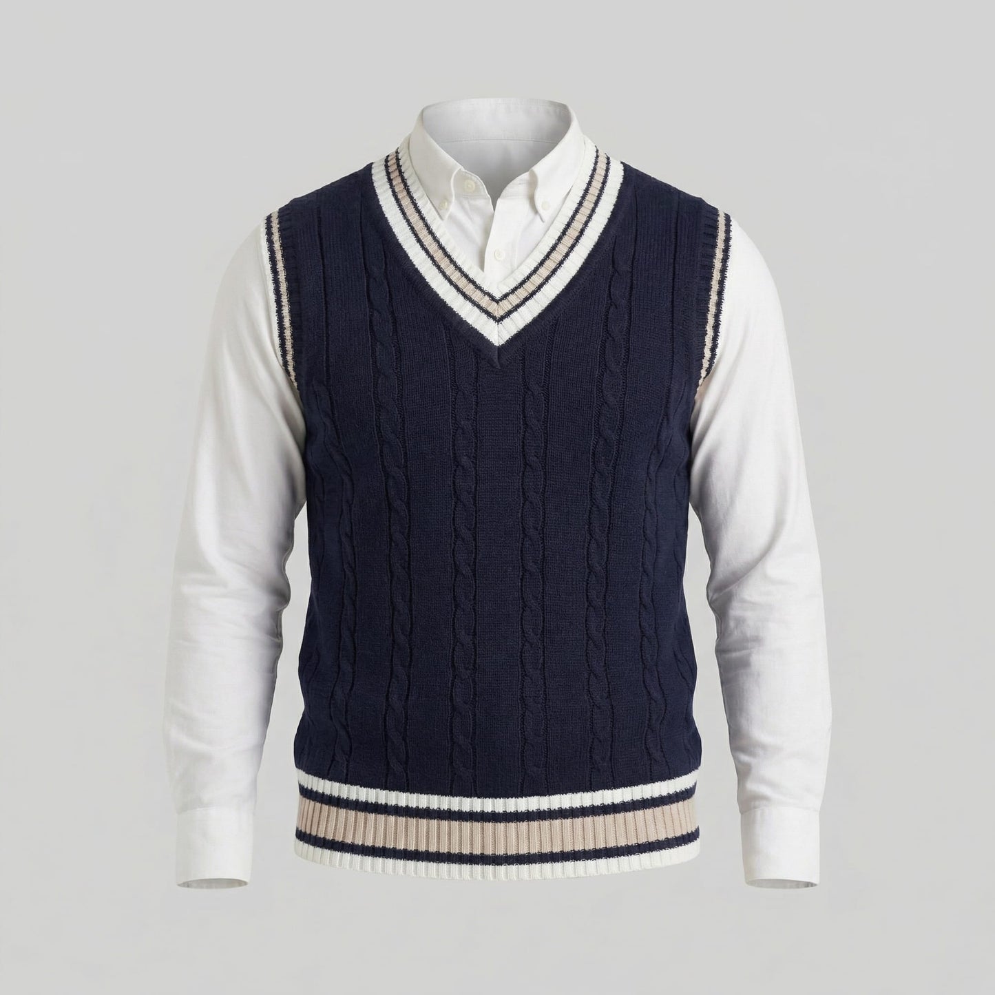 Landon Cable Knit V-Neck Sweater Vest_5