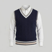Landon Cable Knit V-Neck Sweater Vest