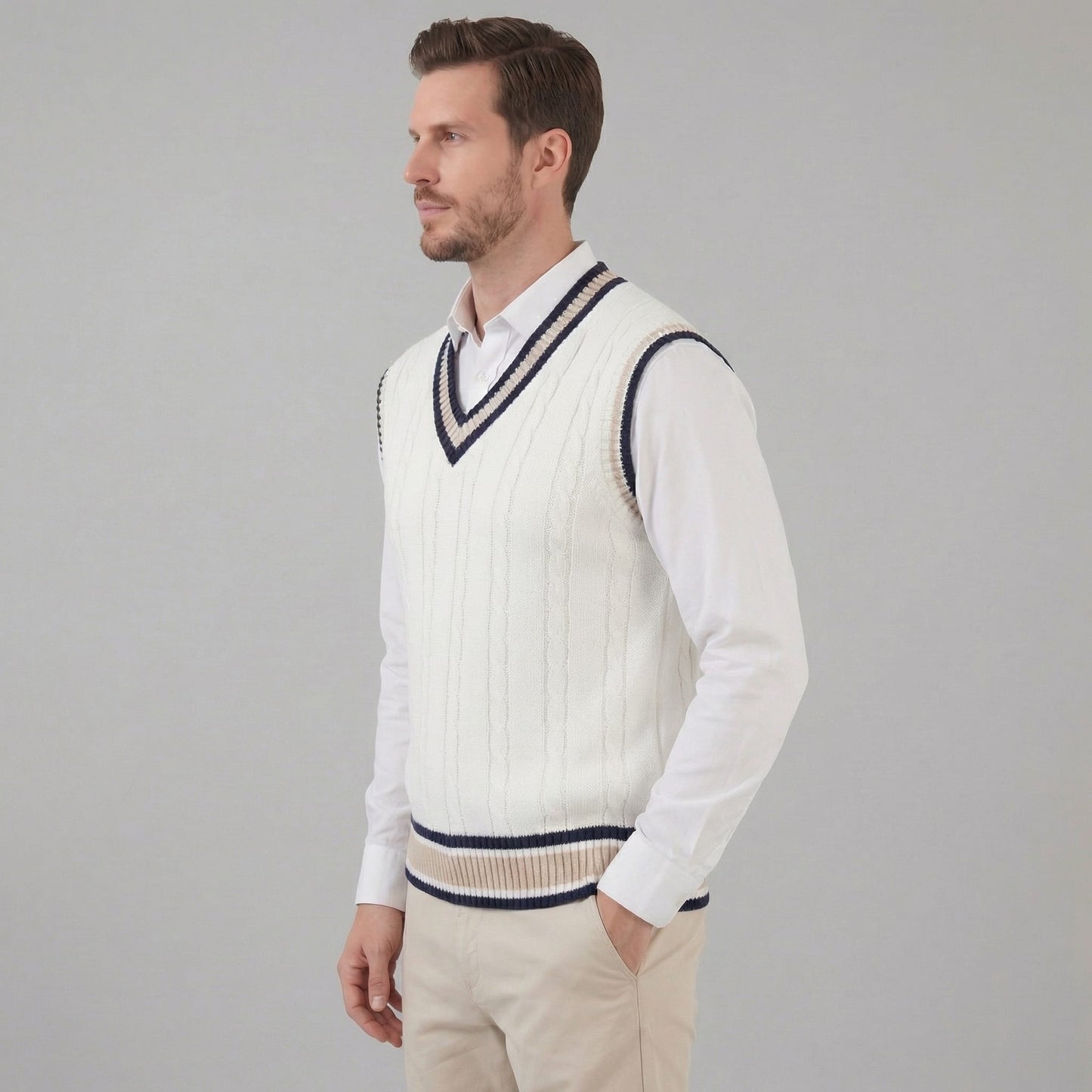 Landon Cable Knit V-Neck Sweater Vest_7