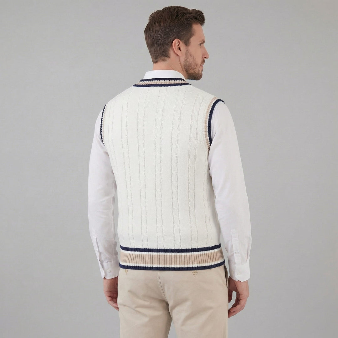 Landon Cable Knit V-Neck Sweater Vest