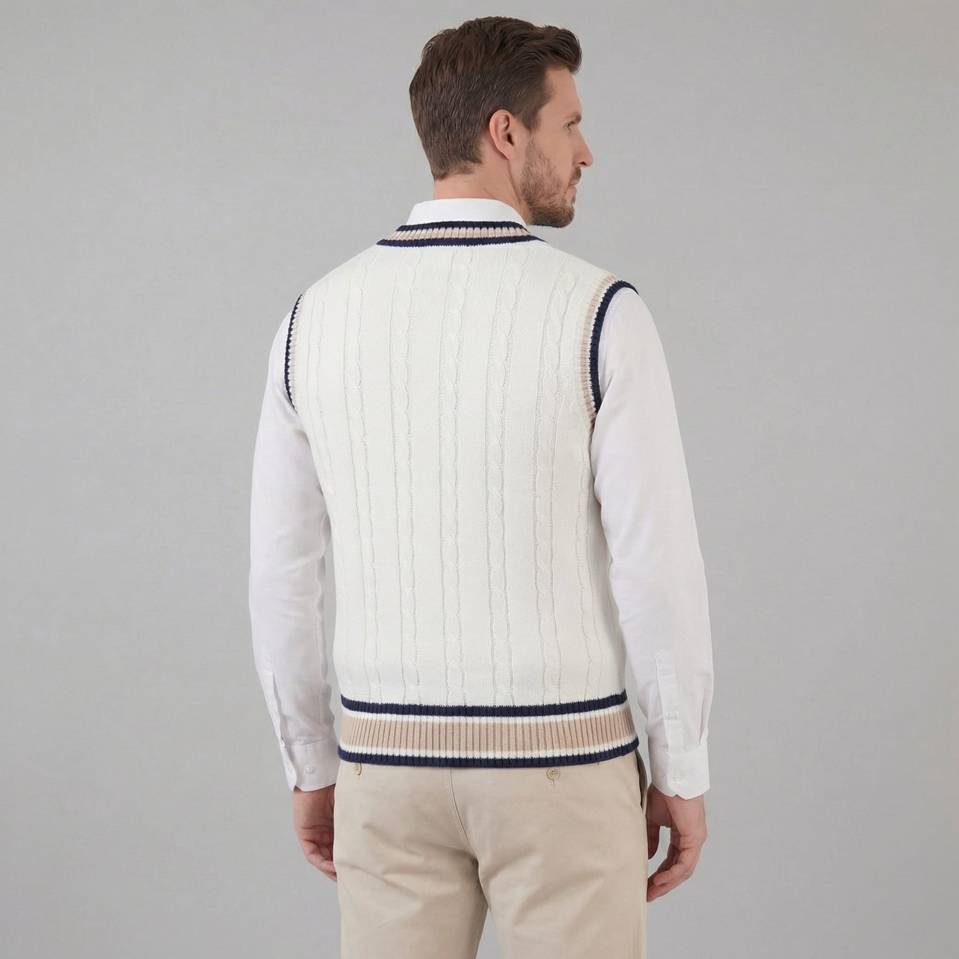 Landon Cable Knit V-Neck Sweater Vest