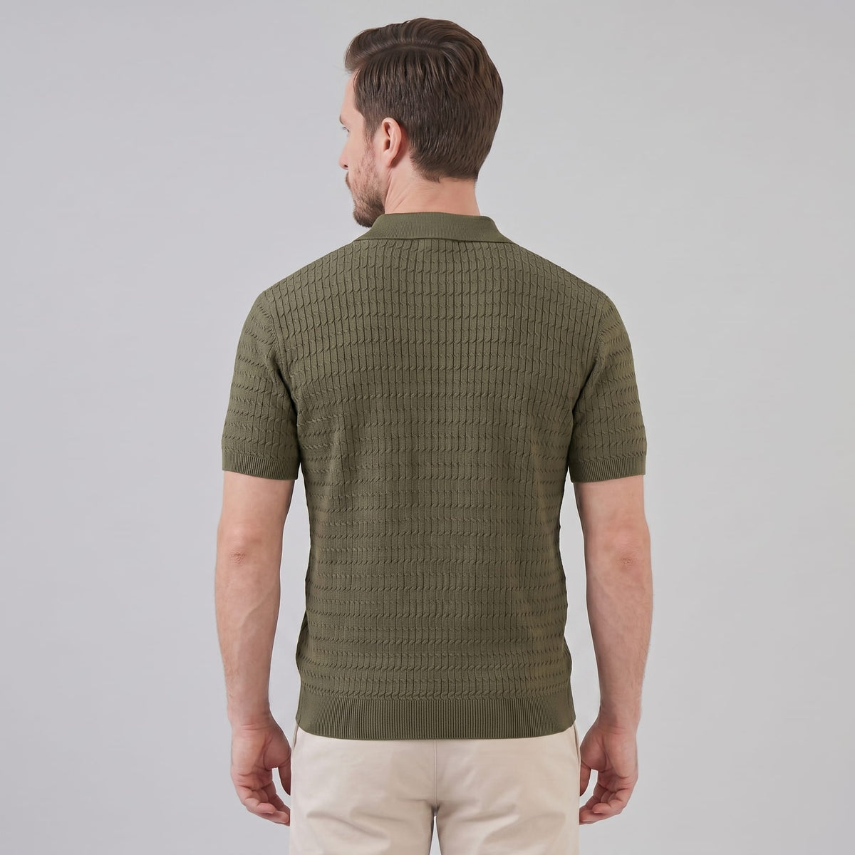 Preston Cable Knit Slim Fit Polo