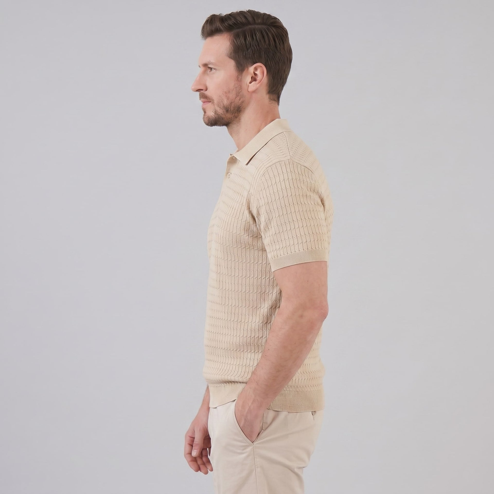 Preston Cable Knit Slim Fit Polo