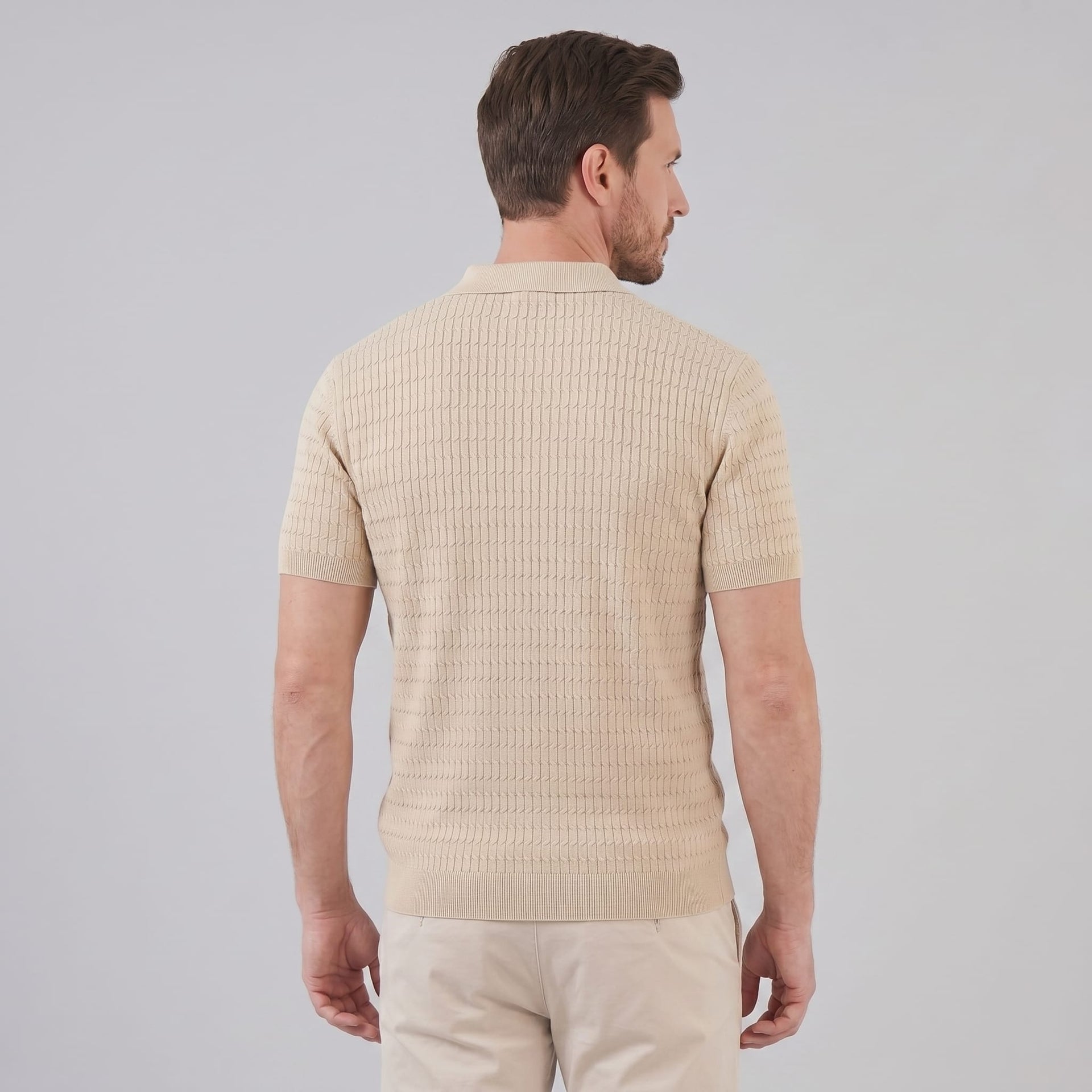 Preston Cable Knit Slim Fit Polo
