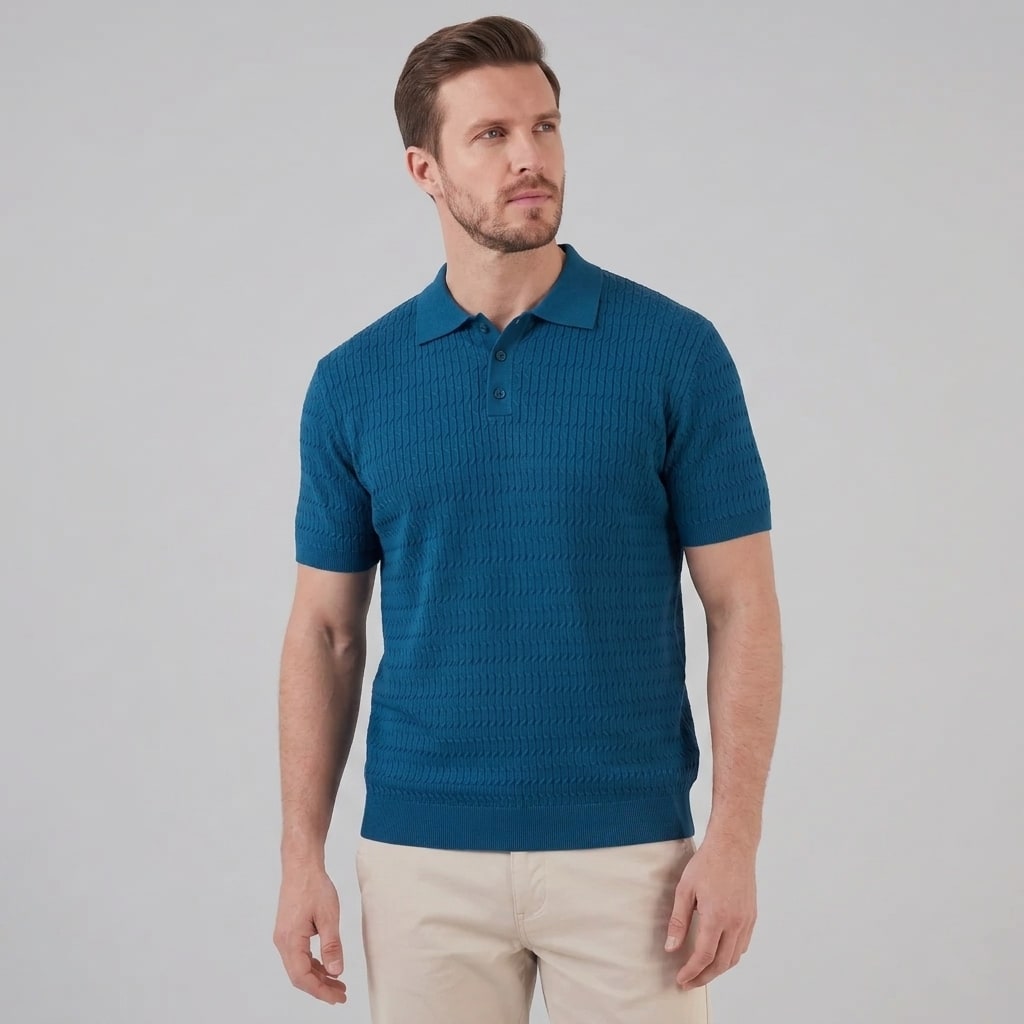Preston Cable Knit Slim Fit Polo