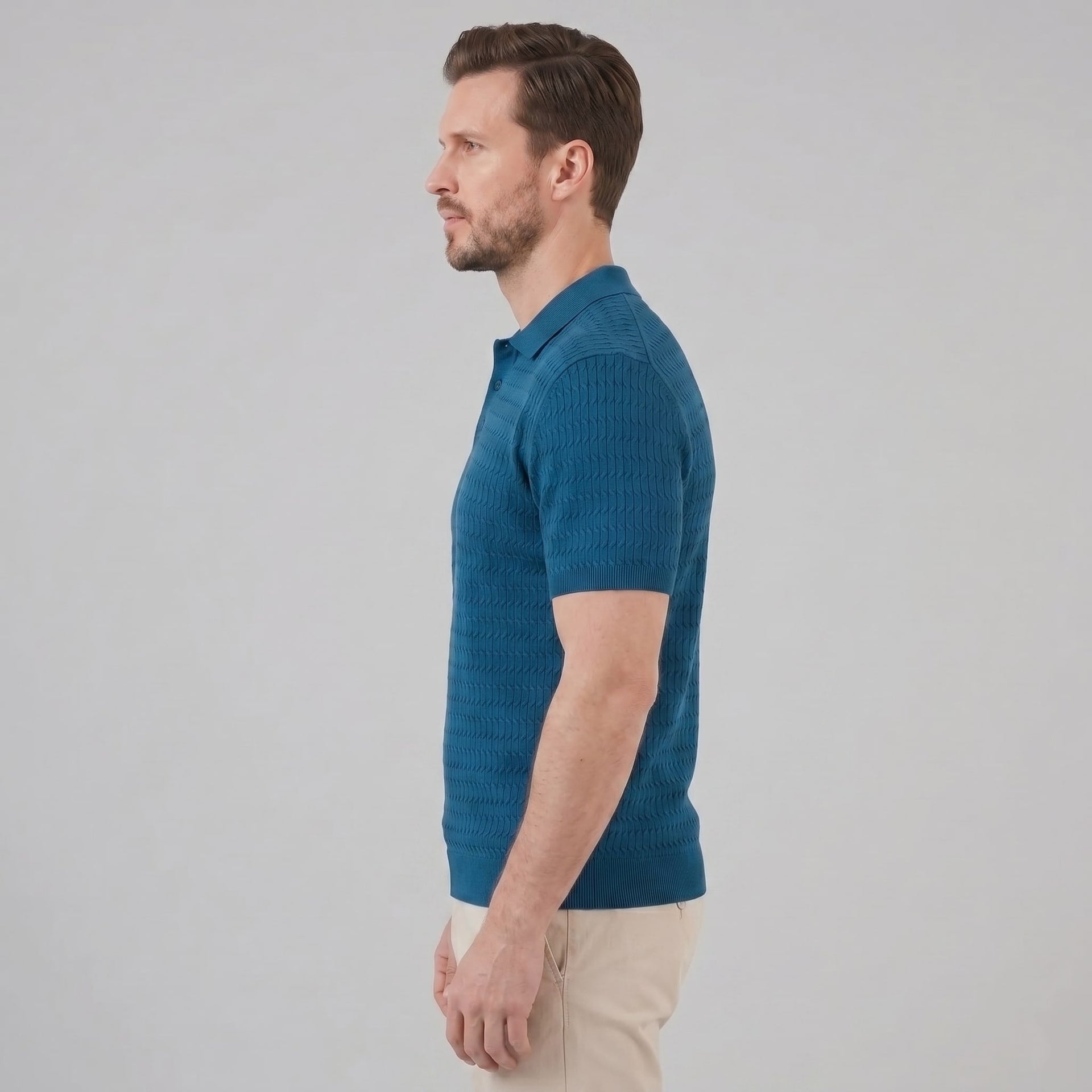 Preston Cable Knit Slim Fit Polo