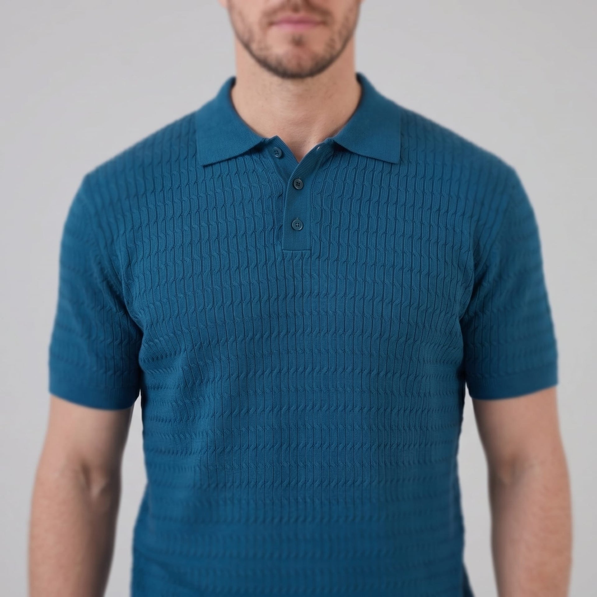 Preston Cable Knit Slim Fit Polo