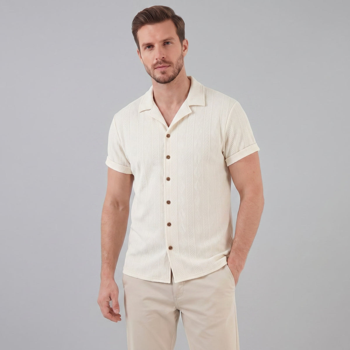 Heath Jacquard Camp Collar Shirt