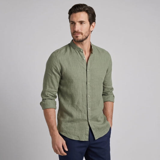 Hollis Band Collar Long Sleeve Shirt_1