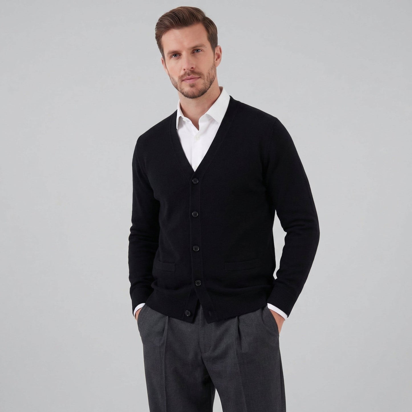 Everett Knit V Neck Cardigan_5