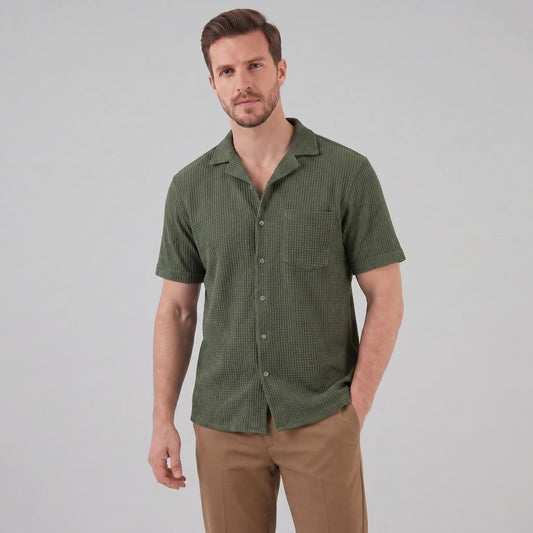 Houston Waffle Knit Camp Collar Shirt_1