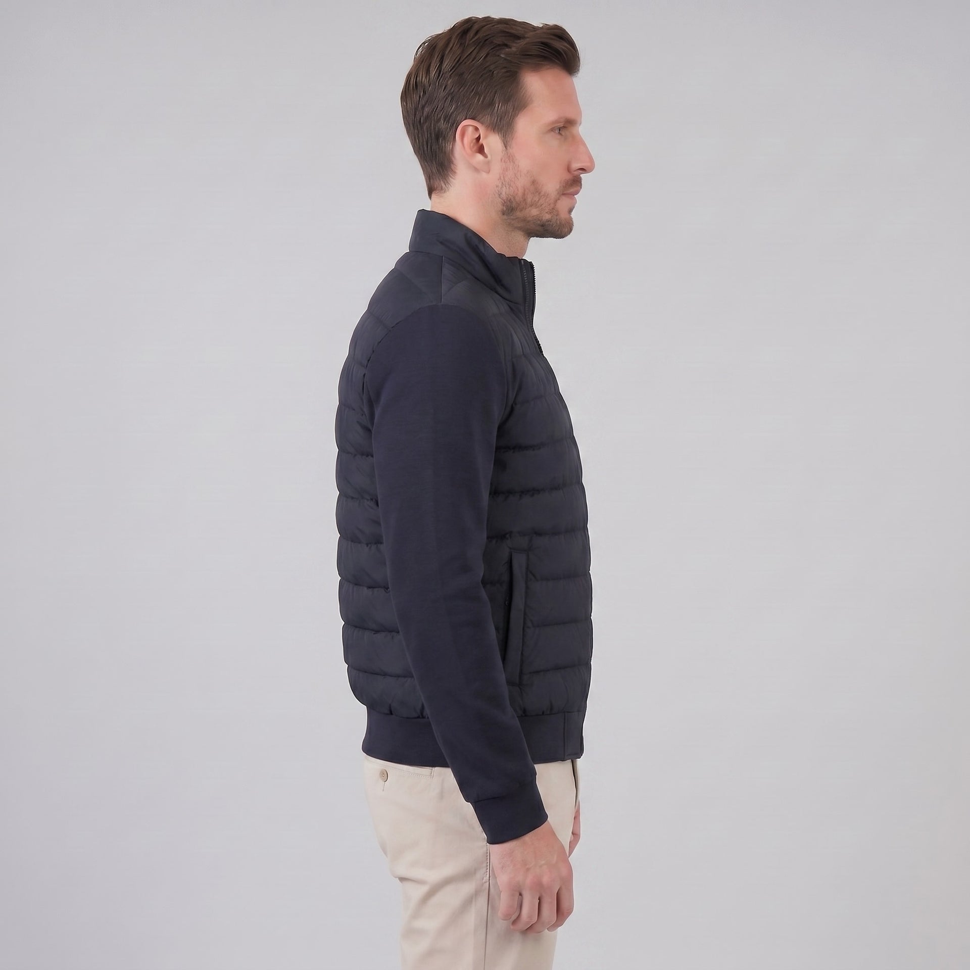 Latham Quilted Hybrid Bomber Jacket