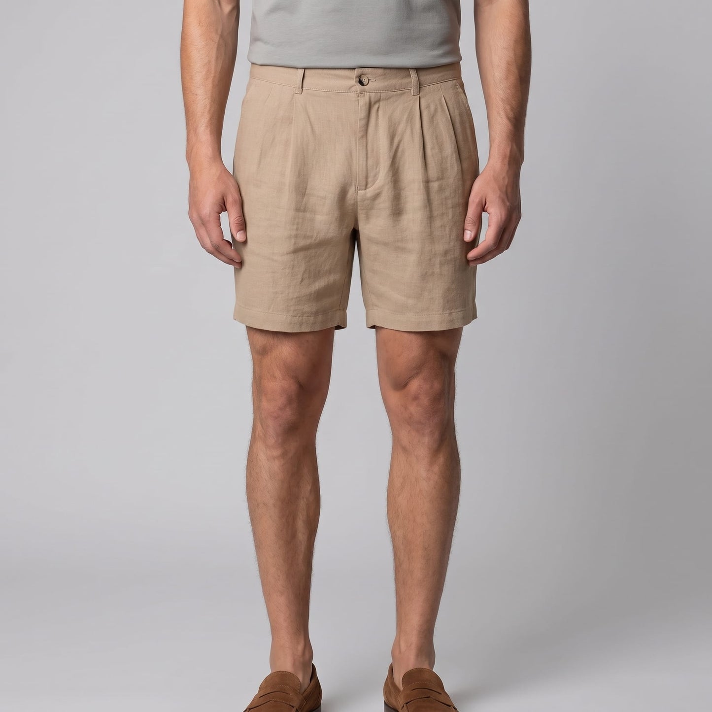 Dudley Pleated Linen Shorts_1