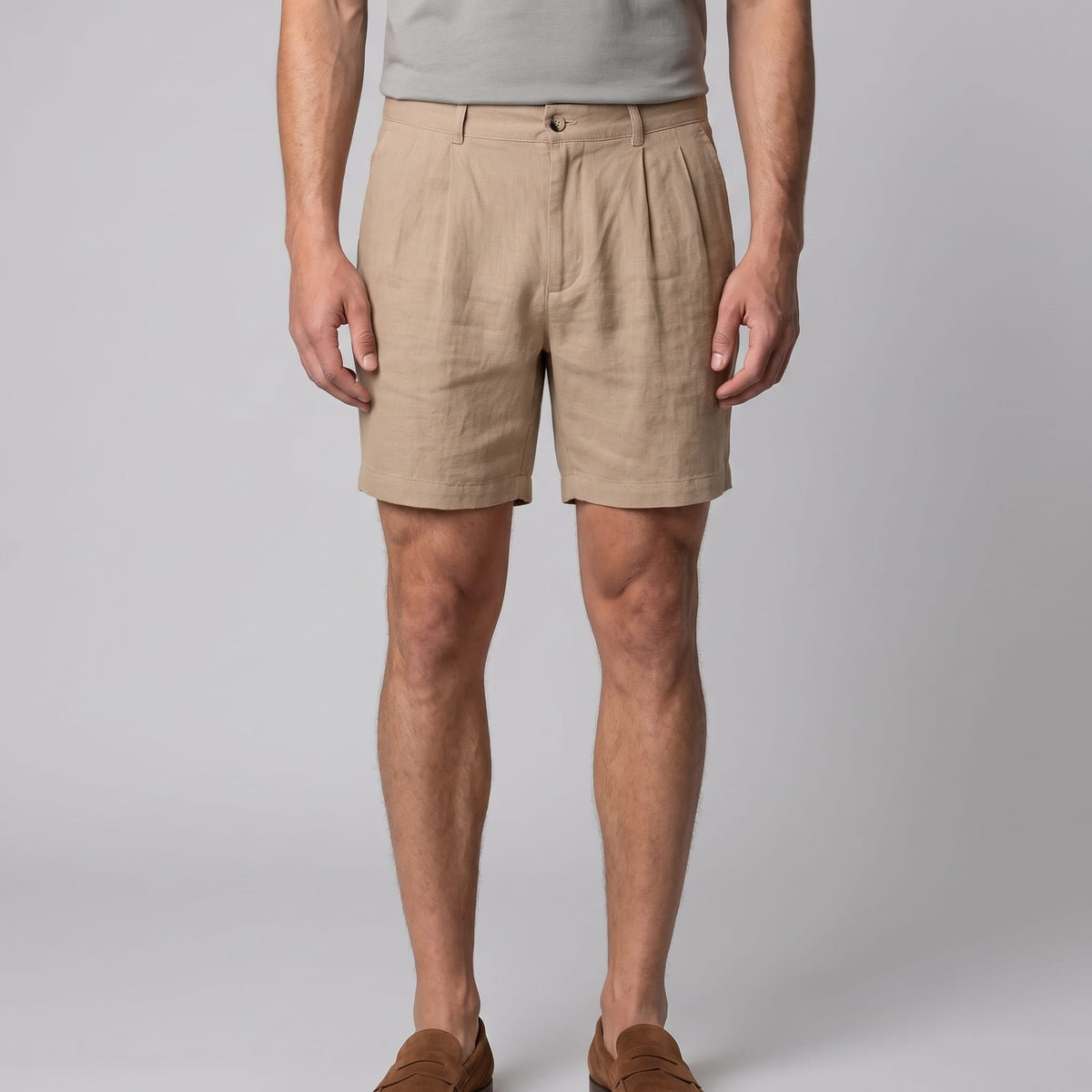 Dudley Pleated Linen Shorts
