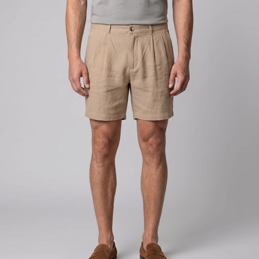 Dudley Pleated Linen Shorts_1