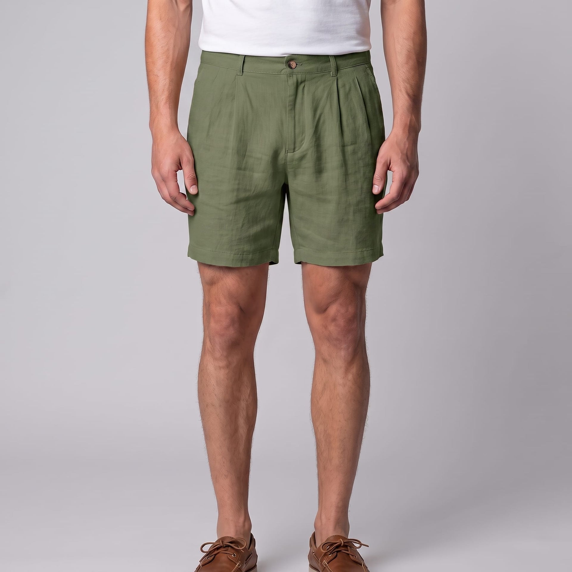 Dudley Pleated Linen Shorts