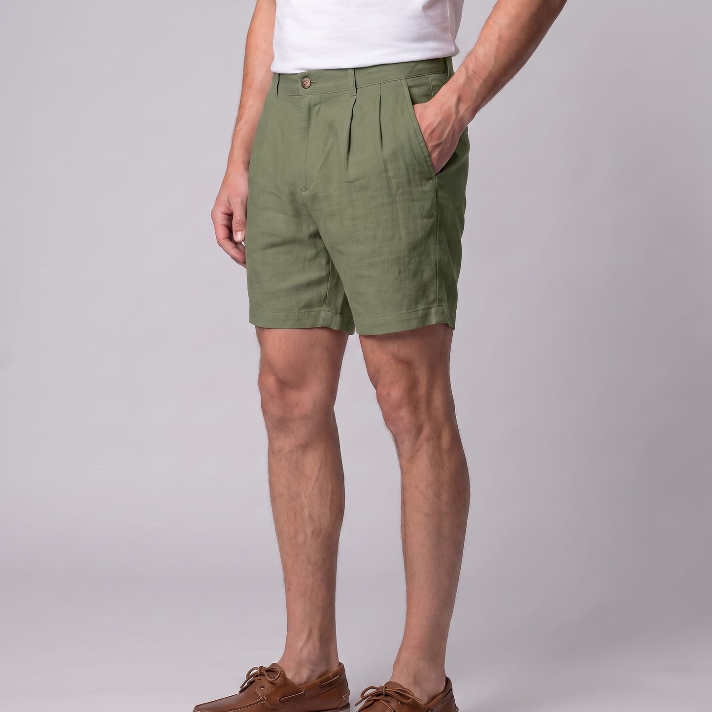 Dudley Pleated Linen Shorts_25