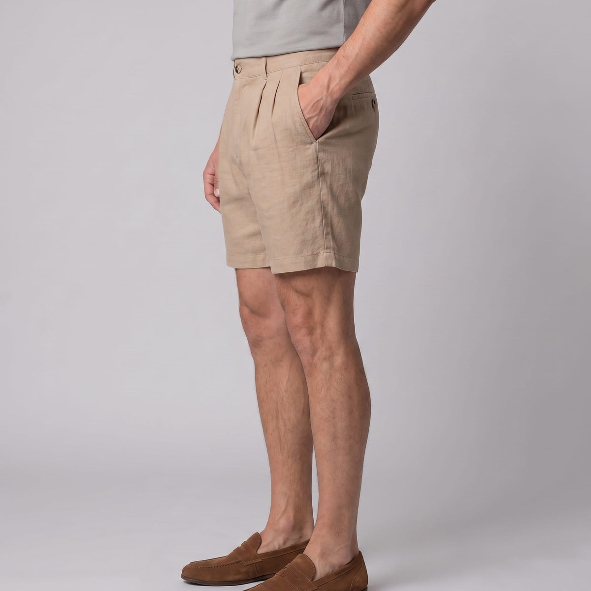 Dudley Pleated Linen Shorts_4