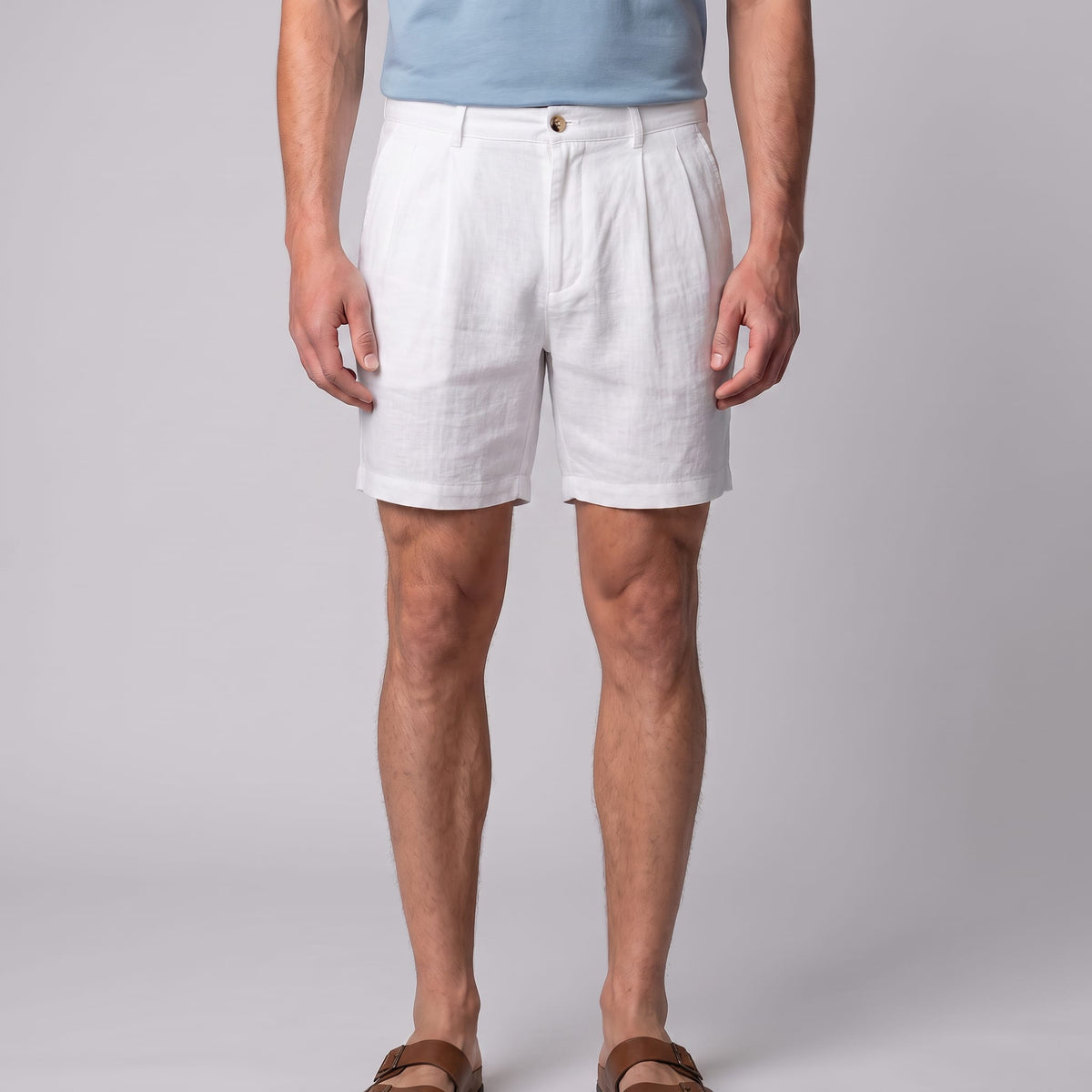 Dudley Pleated Linen Shorts_8