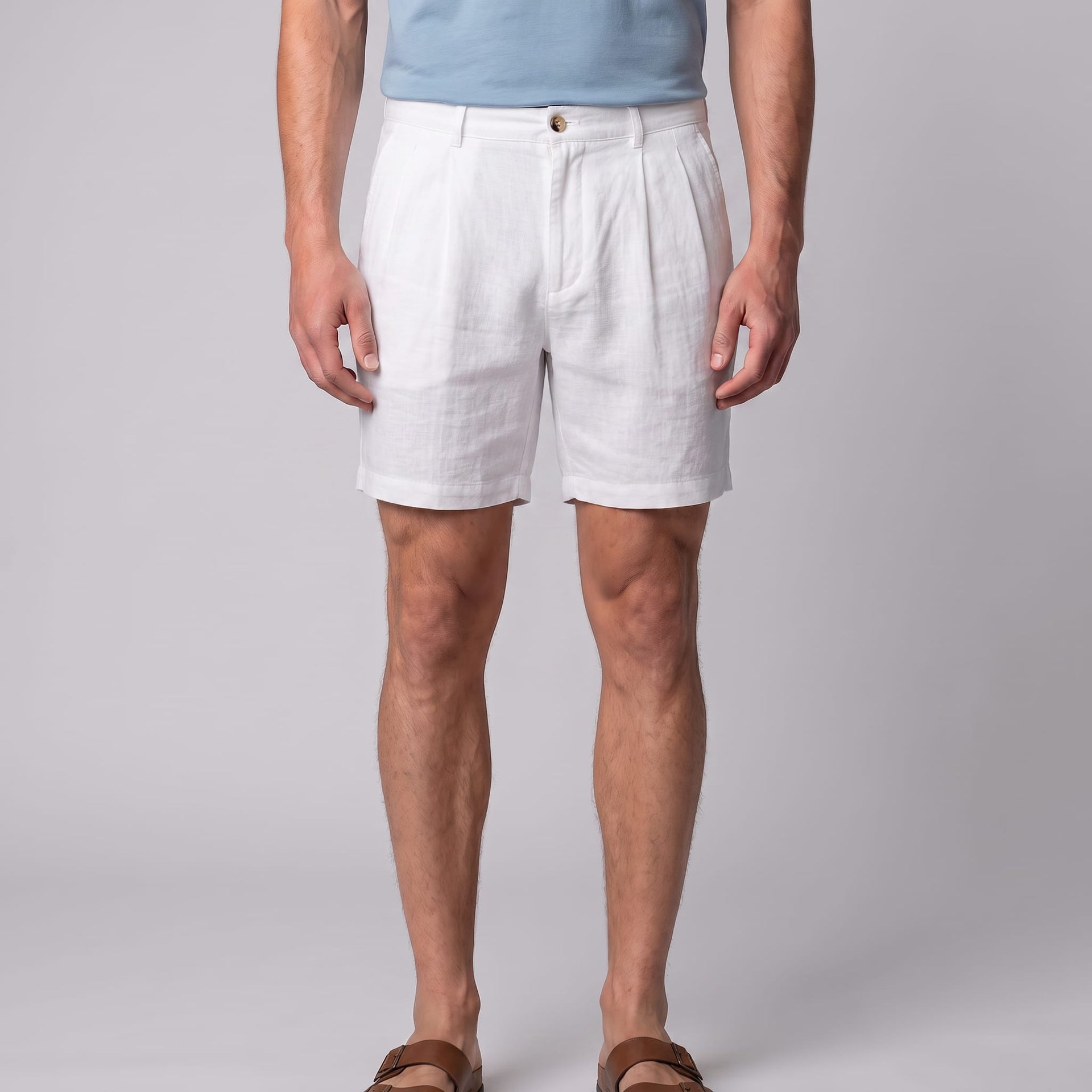 Dudley Pleated Linen Shorts