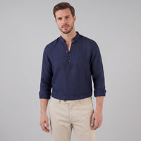 Jace Cotton Blend Band Collar Shirt