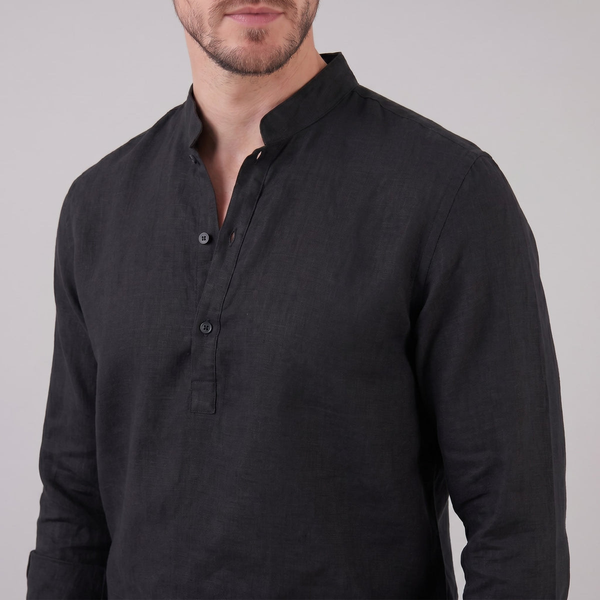 Jace Cotton Blend Band Collar Shirt_19