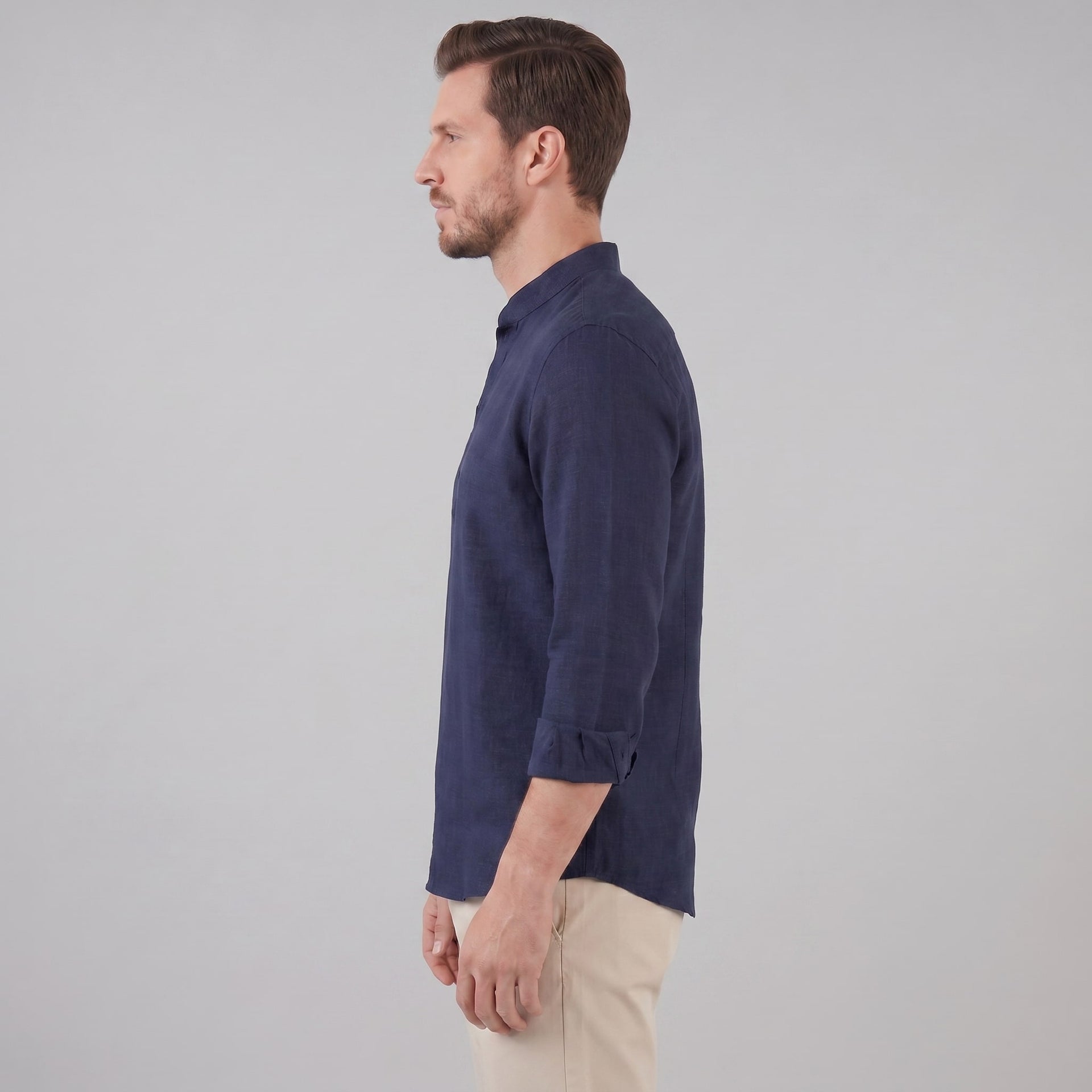 Jace Cotton Blend Band Collar Shirt
