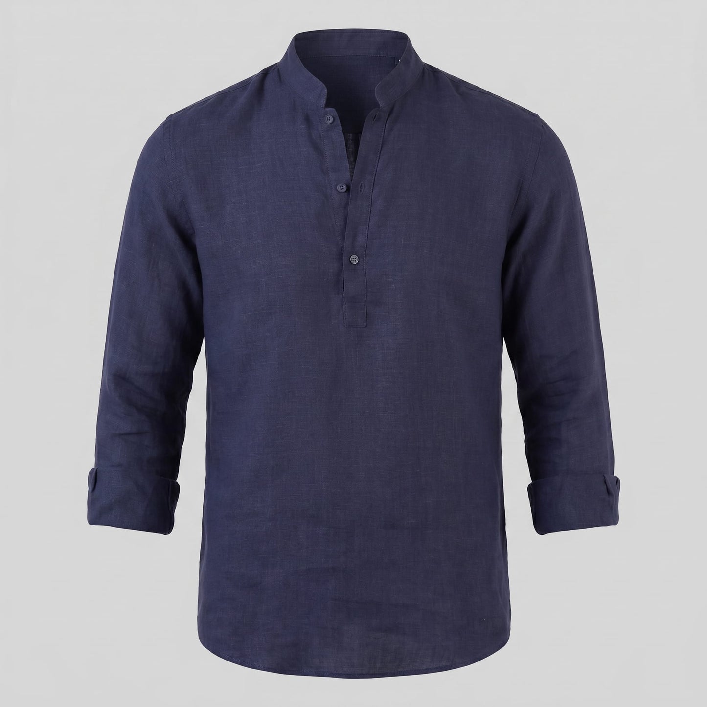 Jace Cotton Blend Band Collar Shirt_5