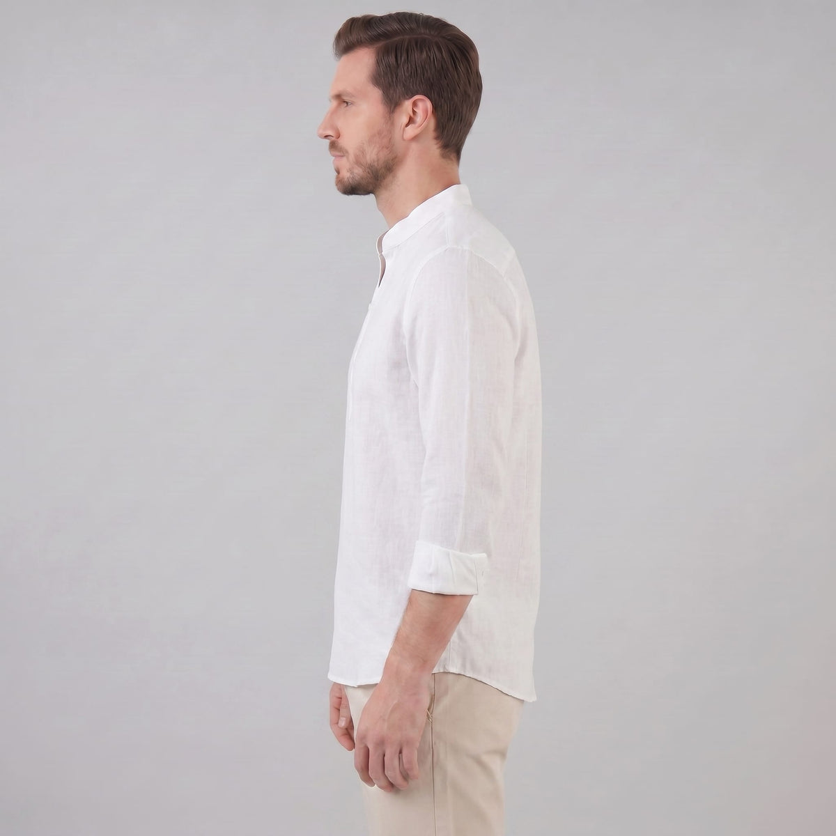 Jace Cotton Blend Band Collar Shirt_7