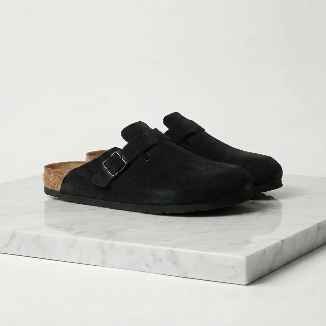 Maxfield Suede Buckle Clogs