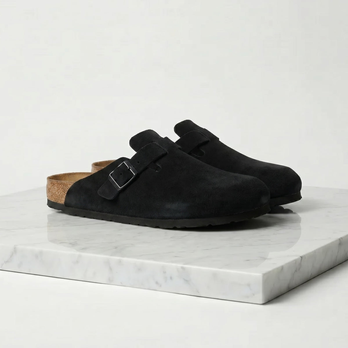 Maxfield Suede Buckle Clogs