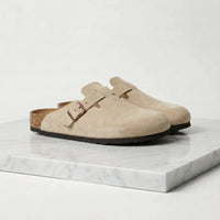 Maxfield Suede Buckle Clogs