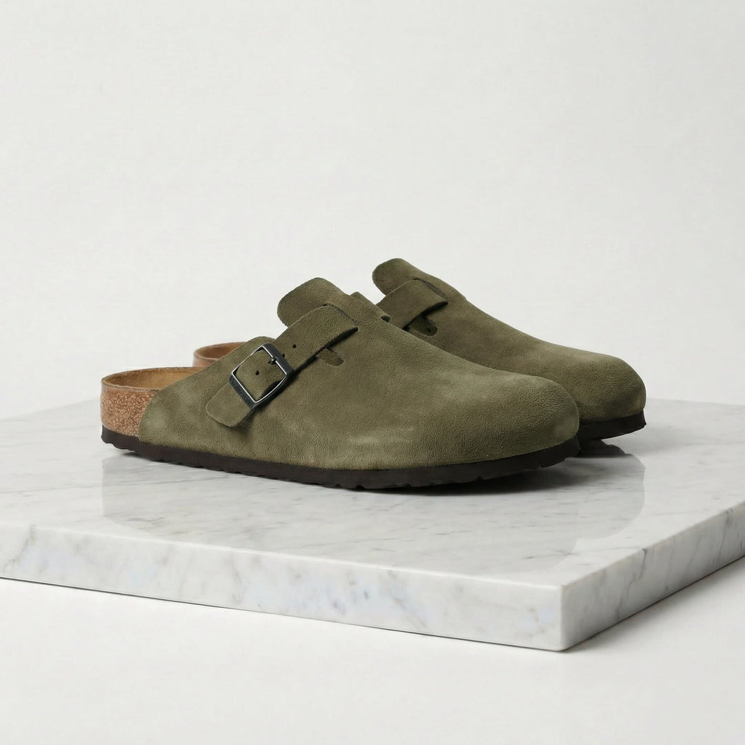 Maxfield Suede Buckle Clogs