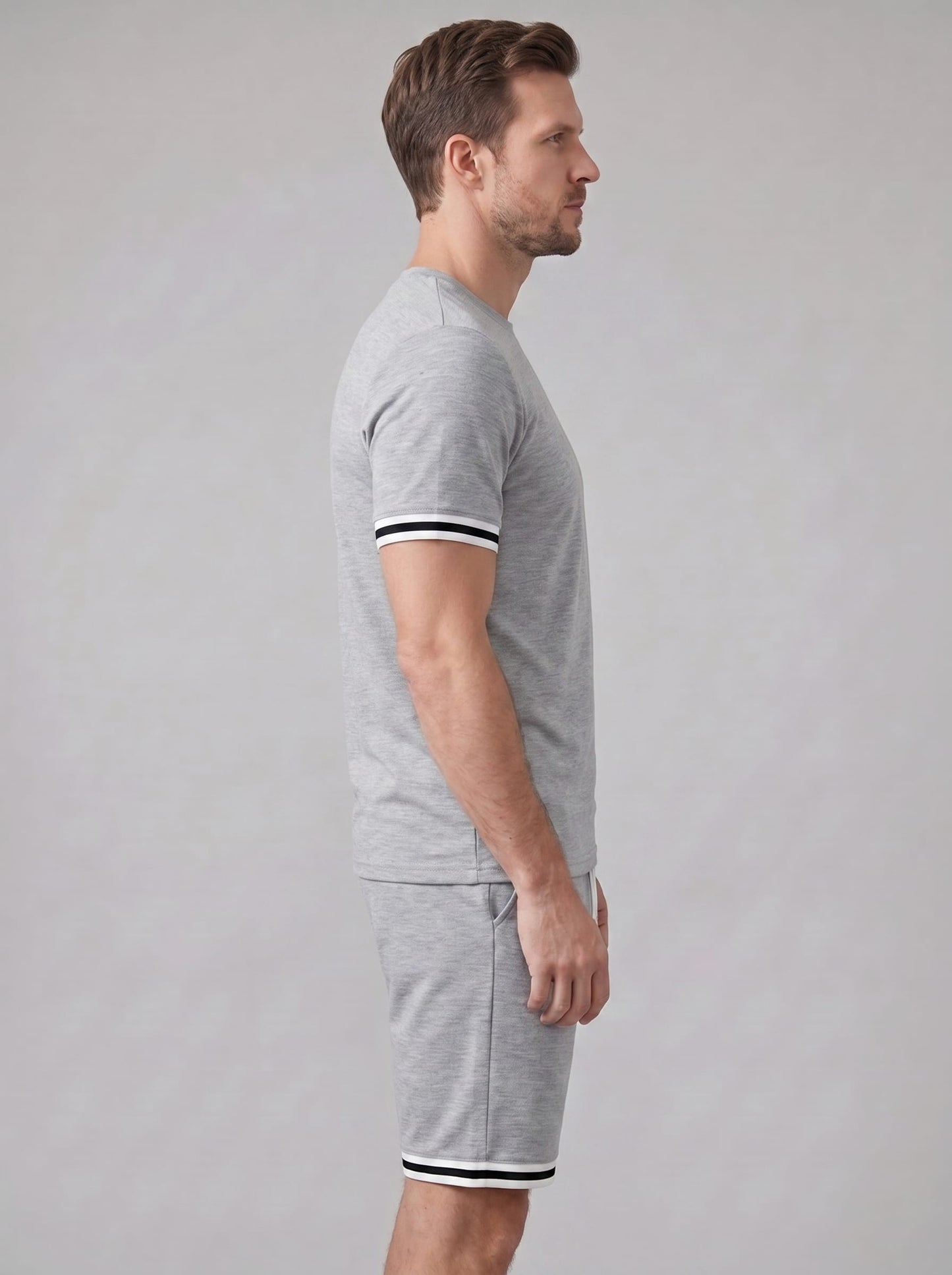 Bishop Contrast Stripe T-Shirt and Shorts Set_13