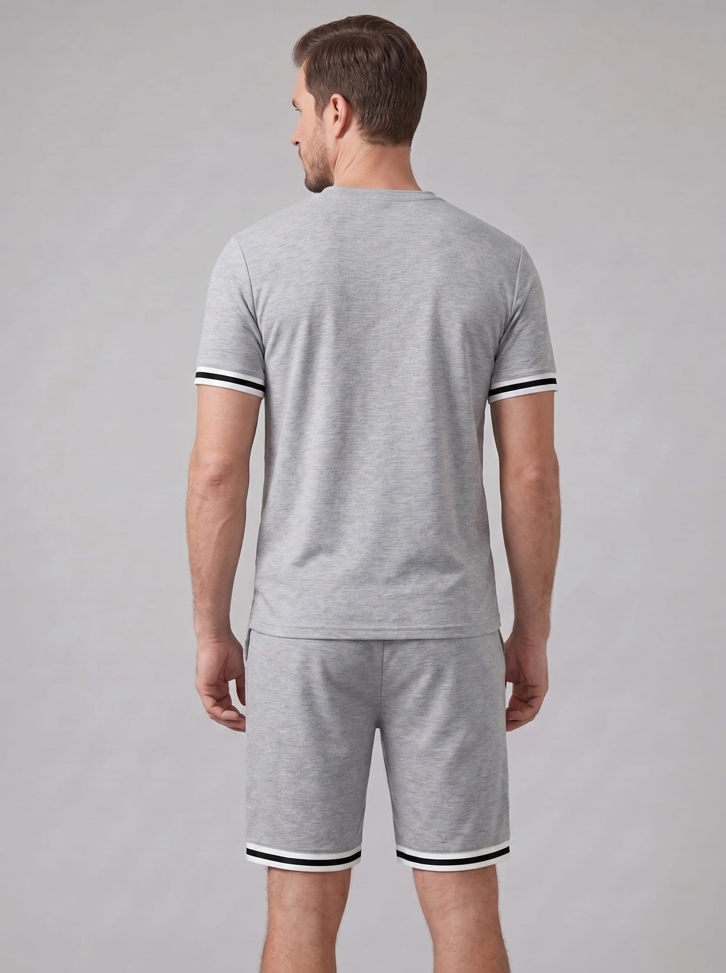 Bishop Contrast Stripe T-Shirt and Shorts Set_14