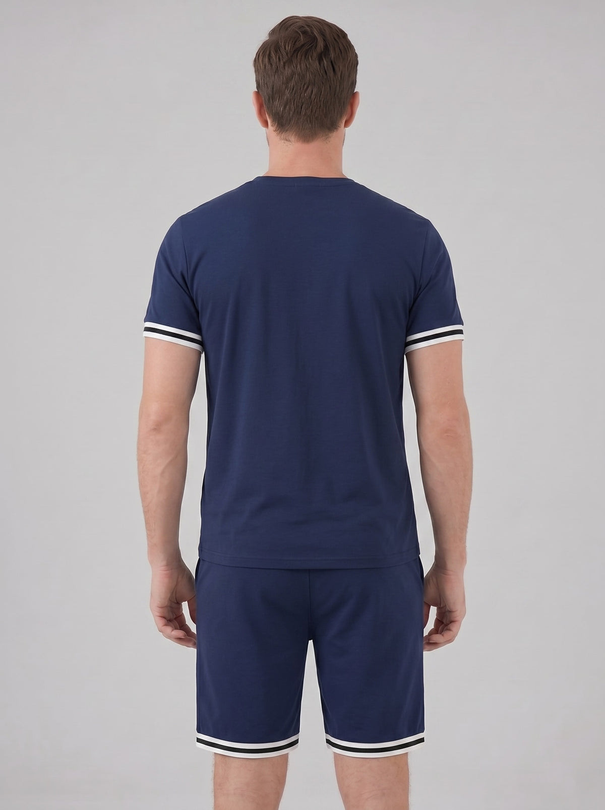 Bishop Contrast Stripe T-Shirt and Shorts Set_19