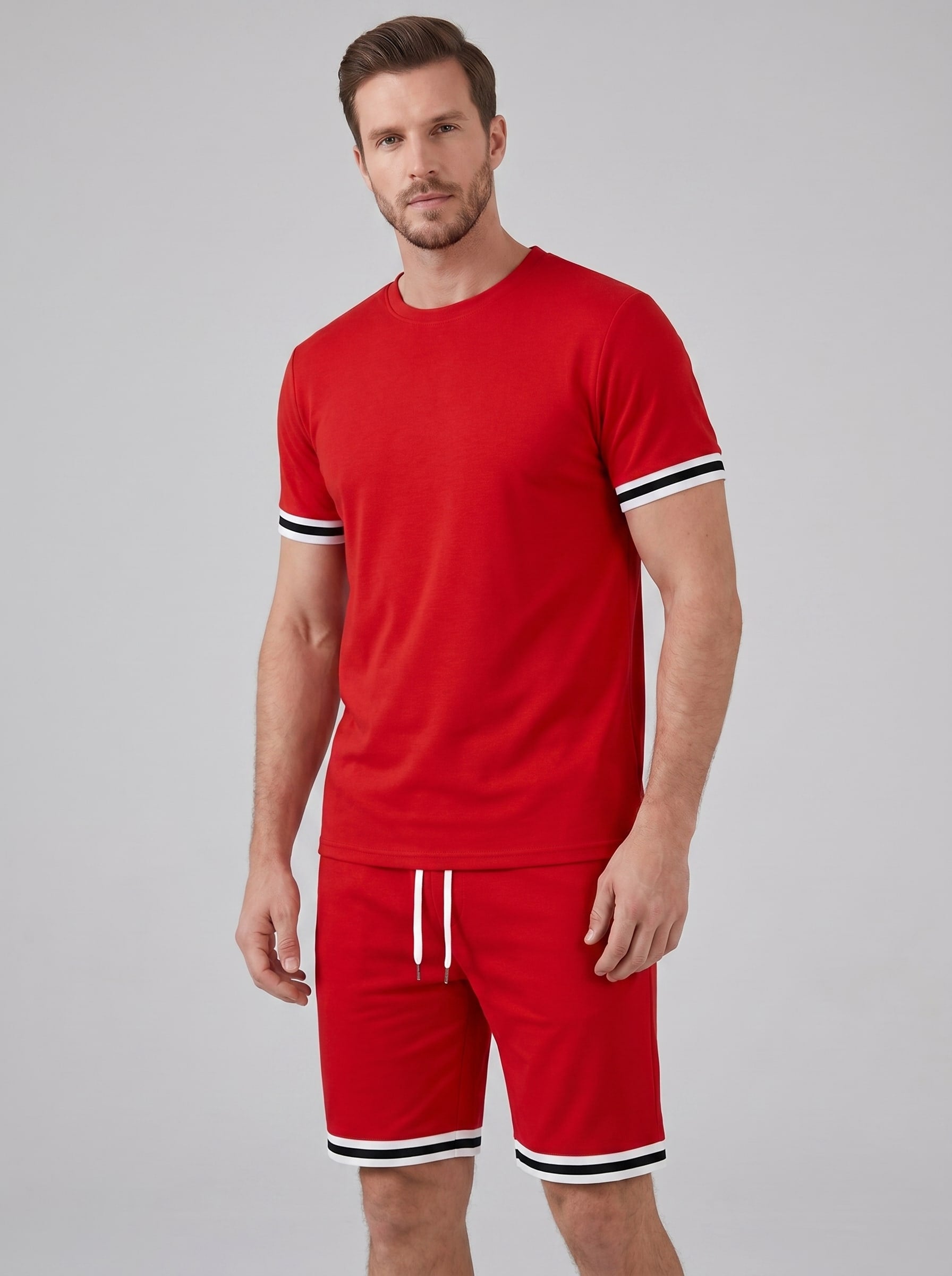 Bishop Contrast Stripe T-Shirt and Shorts Set
