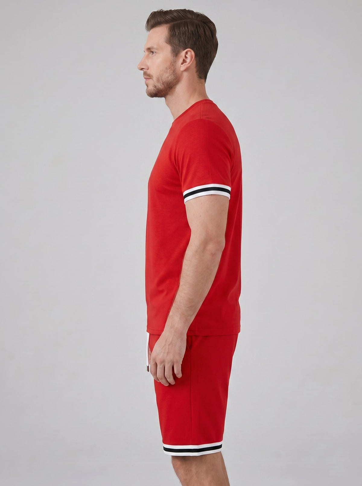 Bishop Contrast Stripe T-Shirt and Shorts Set_23