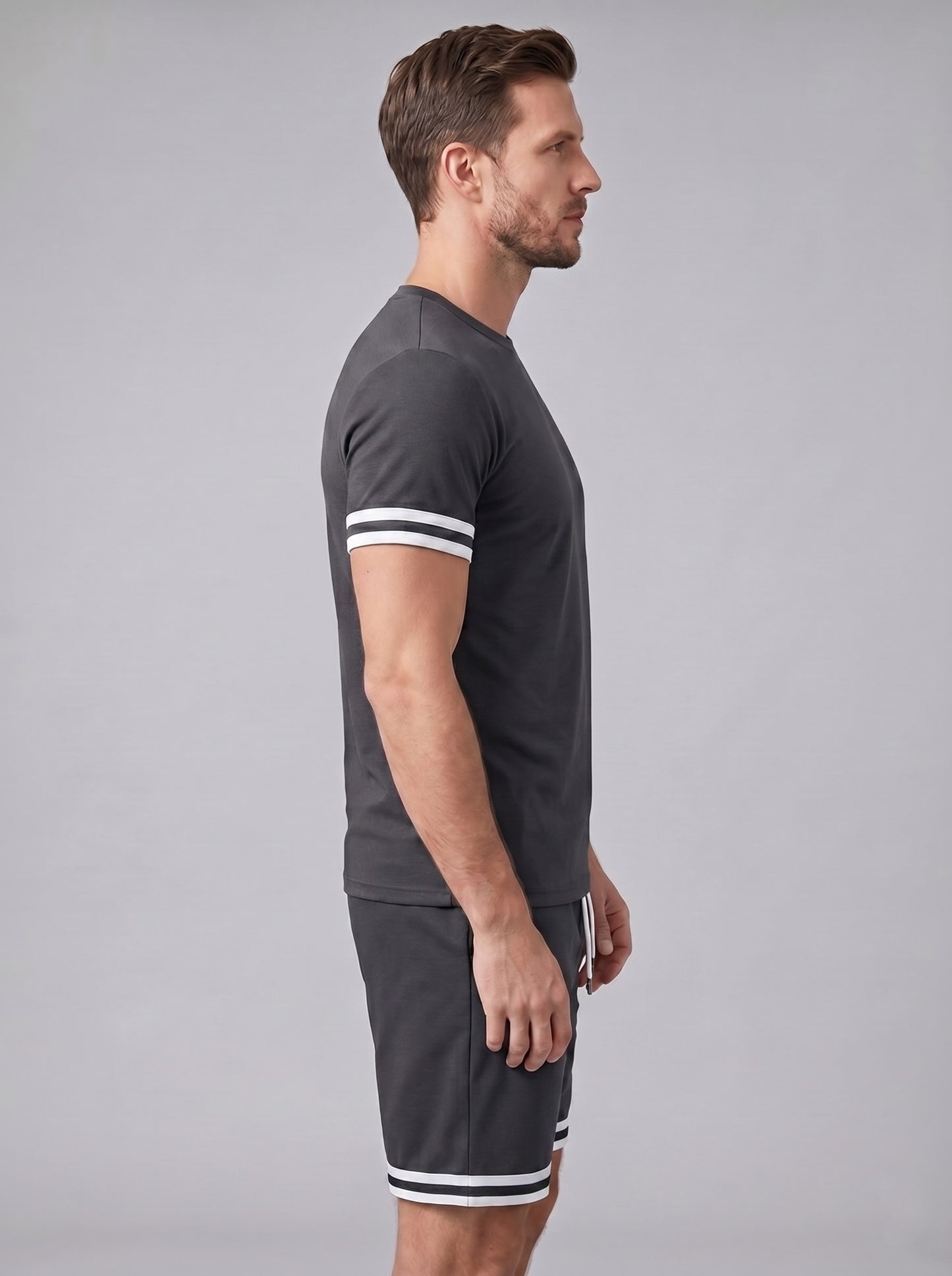 Bishop Contrast Stripe T-Shirt and Shorts Set_3